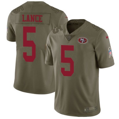 San Francisco 49ers #5 Trey Lance Olive Men's Stitched NFL Limited 2017 Salute to Service Jersey Men's